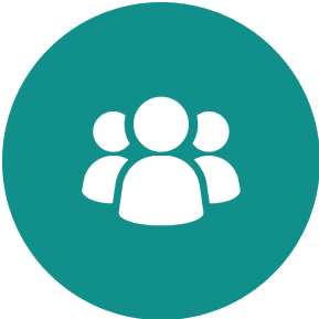 Group icon on teal circular background.